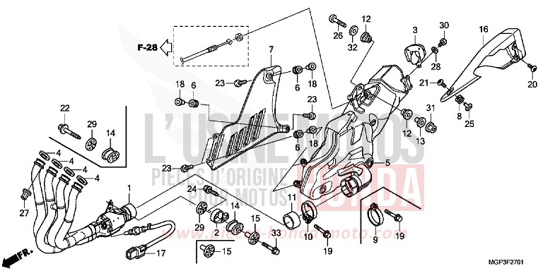 SILENCIEUX D'ECHAPPEMENT (CBR1000RRE/RAE/CBR1000S/SA) de CBR1000RR "Fireblade" ROSS WHITE (NH196) 2014